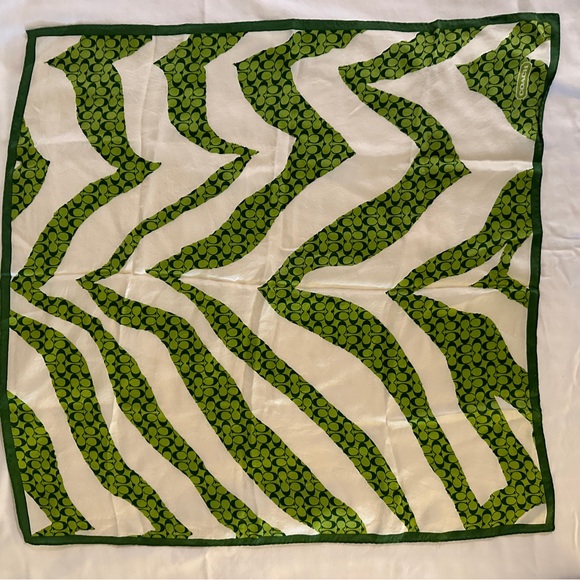 Coach Scarf - Zebra Stripe - Animal Print - Green /White Silk Scarf - Picture 3 of 3